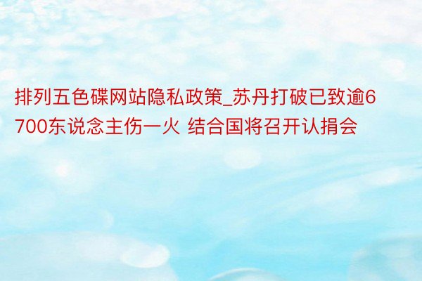 排列五色碟网站隐私政策_苏丹打破已致逾6700东说念主伤一火 结合国将召开认捐会